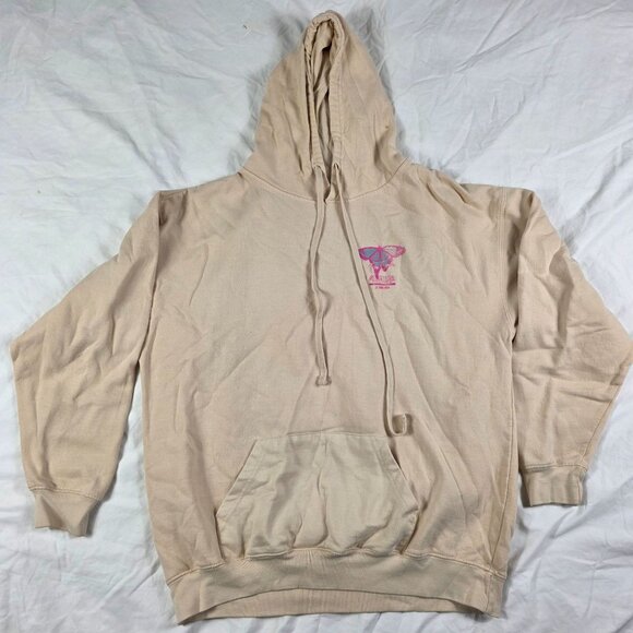 PacSun Free Soul Mens XL Beige Butterfly Graphic Hoodie Lightweight Casual Wear - Picture 3 of 8